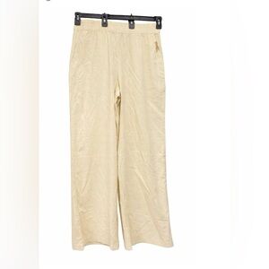 MARINE LAYER Allison Hemp Blend Pants Women Large Beige Wide Legs Elastic Waist